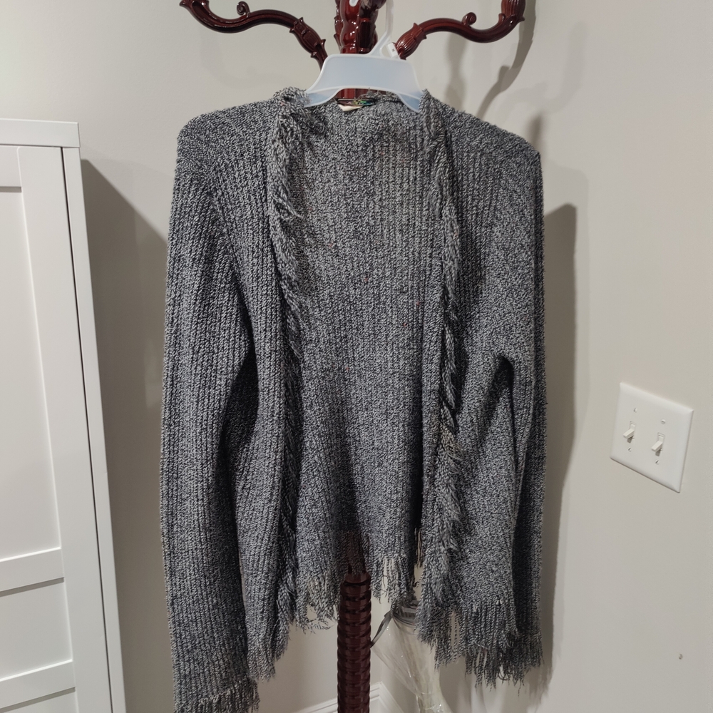 Eye Candy Charcoal Fringe Cardigan